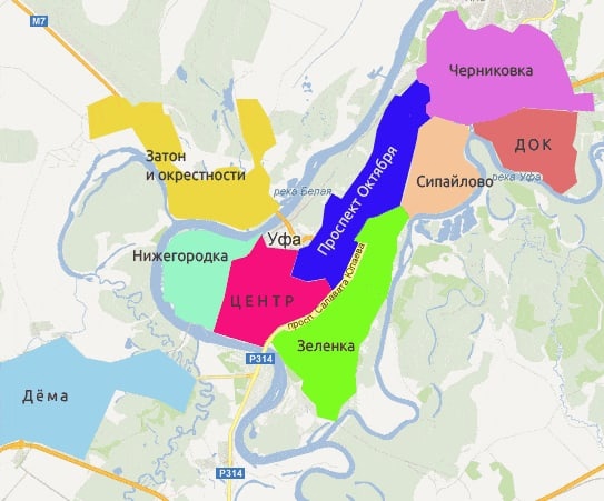 Карта города Уфы